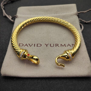 David Yurman 7mm Gold Diamond Hook Bracelet